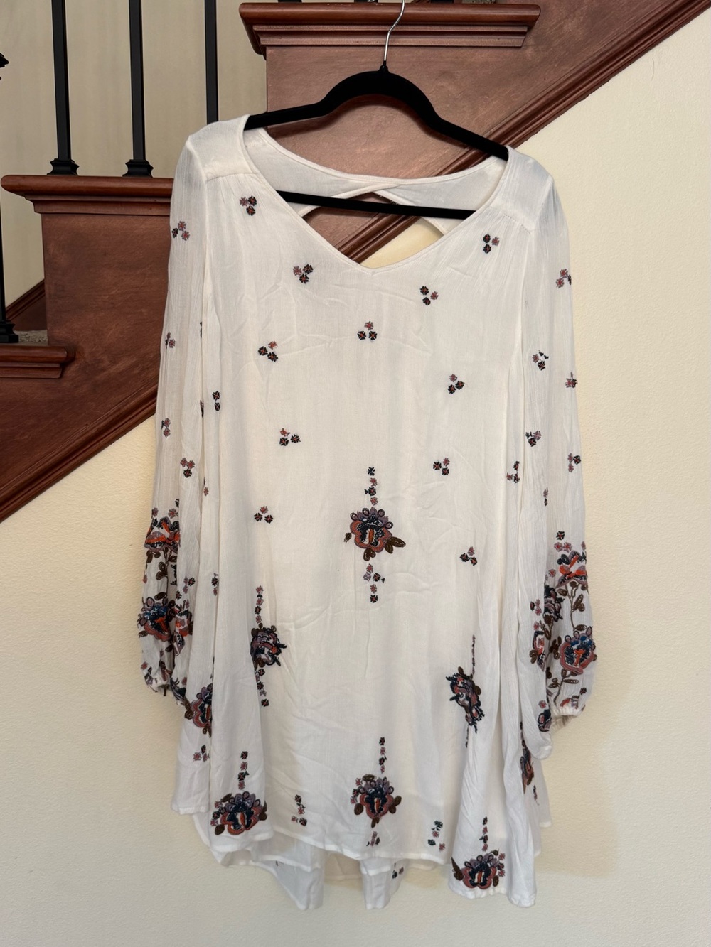 Free People White Embroidered Floral Dress